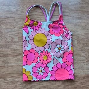 Boden Pink and Yellow Floral Kids Swim Top